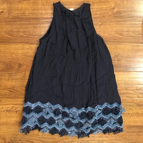 Maeve navy fringe festivity swing dress - Picture 3 of 6